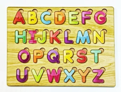Wooden Puzzle Board ABC Letters Shapes Educational Learning
